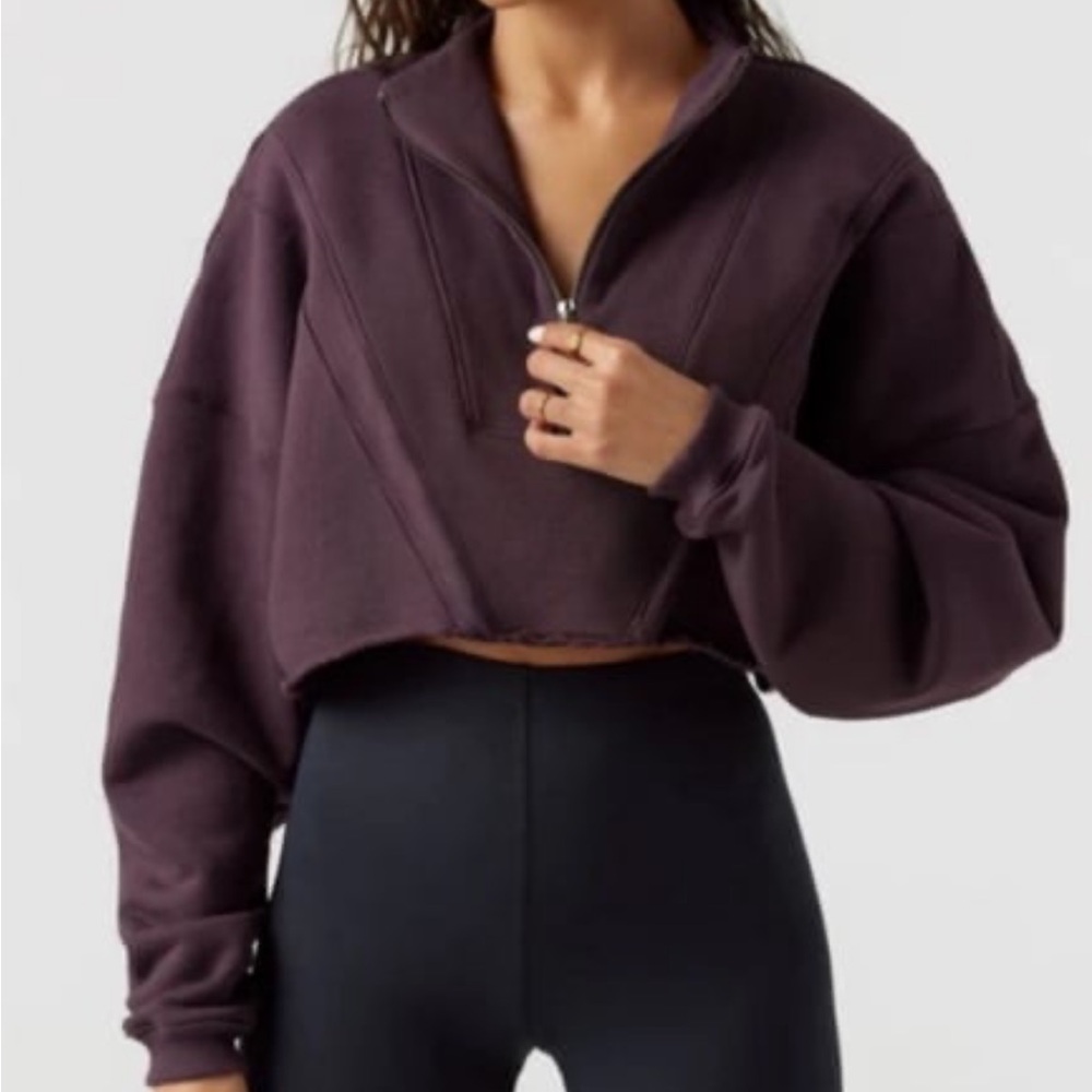 NWT Joah Brown Half Zip Crop Pullover Plum